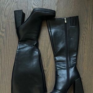 Black Knee-High Platform Heel Boots